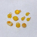 wholesale S925 Gold-Plated Silver Natural Beeswax Spacer Bead Barrel Bead Planet Bead Drop Pendant DIY Accessories Bracelet Semi-Finished Product-0-0
