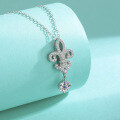 wholesale S925 Sterling Silver Moissanite Necklace with Fashionable Bow Pendant, Cross-border Best-seller in Europe and America, D Color with GRA Certificate-0-2