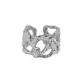 wholesale S925 Sterling Silver Korean Version Ins Minimalist Niche Design Wide Hollow Textured Open Adjustable Ring for Women-0-4