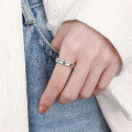 wholesale S925 Sterling Silver Retro Vintage Handwoven Braided Design Adjustable Index Finger Ring for Men and Women-0-2