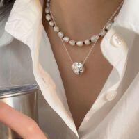 wholesale S925 sterling silver natural freshwater pearl necklace for women, small and fashionable, elegant and noble collarbone chain with a high-end and trendy feel-Sterling silver