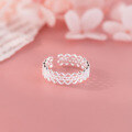wholesale S925 Sterling Silver Fresh Sweet Ins Style Niche Design Lace Brushed Heart Ring R02459-0-3