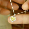 wholesale S925 Sterling Silver Red Elk Allover Yellow Diamond Heart Pendant High-End Sensation Love Necklace for Women Luxurious Full Diamond Collarbone Chain-0-0