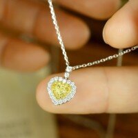 wholesale S925 Sterling Silver Red Elk Allover Yellow Diamond Heart Pendant High-End Sensation Love Necklace for Women Luxurious Full Diamond Collarbone Chain-BX0345-Platinum-Gold 925 Silver
