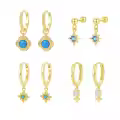 wholesale 925 Sterling Silver Blue Opal Earrings Wholesale For Women Fashion Luxury Personality Ear Clasps Cross-border Minimalist Style-0-0
