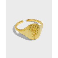 wholesale S925 Sterling Silver 650 Korean Version Ins Small and Unique Design Minimalist Versatile Geometric Ellipse Rose Open Adjustable Ring for Women-Platinum [No. 14/Adjustable] Opening adjustable