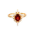 wholesale 925 Silver Gold-Plated Geometric Ring for Women with Natural Garnet and Zirconia, Minimalist and Elegant-0-4
