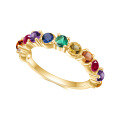 wholesale 14k gold plated S925 sterling silver inlaid with colored gemstone row ring, lightweight luxury fashion simple rainbow nano ring-0-0