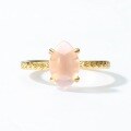 wholesale 10K Gold Plated Sterling Silver New Japanese and Korean Light Luxury Egg-Shaped Pink Crystal Ring for Women Geometric Lily of the Valley Ring-0-2