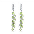 wholesale S925 Silver Light Luxury Fashionable Natural Peridot Earrings, Designed with Inlaid Natural Gemstone Ear Drops-0-4