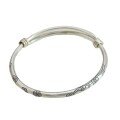 wholesale 9999 Silver Solid Plum Blossom Minimalist Bangle, Pure Silver Antique-style Handcrafted Student Thin Bracelet Girlfriend Gift-0-4