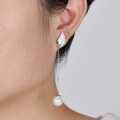 wholesale S925 Sterling Silver Earrings with Pearl, Feather Wing Design and Zirconia, Small and Chic Cross-border Jewelry in Ins Style-0-3