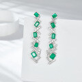 wholesale Gold Plated 925 Silver Graff-Style Irregular Synthetic Emerald Stud Earrings for Women-0-1