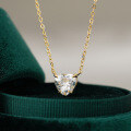 14K Gold Plated 925 Silver Moissanite Heart Pendant Necklace for Women, Cross-Border Supply-0-2