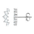 925 Sterling Silver Square Double Prong Single Stone D Color Moissanite Earrings-0-38