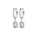 wholesale S925 Sterling Silver Emerald Cut Moissanite Women's Hoop Earrings, Luxury Trendy Rectangle Ear Hook Earrings-0-4