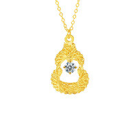 S925 Sterling Silver Dreamcatcher Gourd Necklace with Moissanite Pendant-Golden color  30-point moissanite
