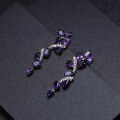 wholesale S925 Silver New Elegant Natural Amethyst Earrings High-End Medium-Long Drop Earrings Gemstone Inlaid-0-1