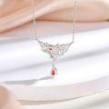 wholesale S925 Sterling Silver European and American Fashion Colored Gemstone Pendant Collarbone Necklace with Design Sense, Colored Zircon Necklace for Women, Light Luxury High-End Feel-0-4