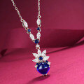 wholesale S925 silver jewelry new style with 8*8mm royal blue sugar loaf zirconia,-0-1