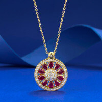wholesale S925 Gold-Plated Silver Ancient Method Blossoming Wealth Pendant Adjustable Chinese Style Gold Necklace-N454 Blooming Fortune Pendant [with chain]  925 Silver