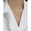 wholesale S925 Sterling Silver Korean Version Ins Niche Design Minimalist Versatile Moon Pendant Vintage Antique Finish Women's Collarbone Necklace-0-2