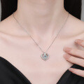 S925 Sterling Silver Moissanite Rose Heart Pendant Necklace-0-2