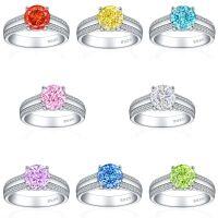 wholesale S925 Sterling Silver 5A Zirconia 2ct Flame Ice Flower Cut Half Eternity Ring, Amazon Best-Selling Colored Gemstone Women's Ring-Fireworks G-40 White US size 8#