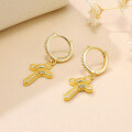 wholesale 18K Gold Plated Sterling Silver Moissanite Cross Earrings, Fashionable and Unique Earrings-0-2