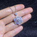 S925 Sterling Silver Luxury Moissanite Sunflower Full-Diamond Necklace Wholesale-0-1