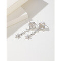 wholesale Sterling Silver S925 Snowflake Tassel Earrings for Women, Small and Exquisite Design, Luxurious and Advanced Sense, Star Long Ear Studs Ear Accessories-0-3