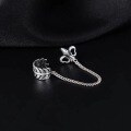 wholesale Metal material retro crusader flower chain ear studs for women, fashionable high-end ear cartilage clip,-0-0