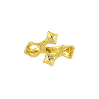 wholesale S925 Sterling Silver Hollowed-out Four-point Star Diamond Inlay Ring for Women, High-end Sense, Small and Fresh, Personalized Temperament, Open Adjustable Silver Ring-18K Gold [No. 13/Adjustable] Opening adjustable