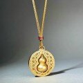 wholesale Gold-plated rotating hulu necklace for women with sand gold compass and diamond pendant, adjustable chain for sweaters, factory direct-0-4