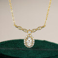 S925 Sterling Silver Moissanite Women's Necklace, Simple Pendant-0-0