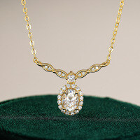 S925 Sterling Silver Moissanite Women's Necklace, Simple Pendant-Set with 1CT high-carbon diamonds  925 silver
