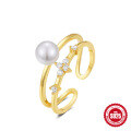 wholesale S925 Sterling Silver Bow Moon Colored Diamond Open Ring,-0-4