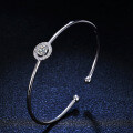 Sterling Silver Moissanite Luxury Round Bangle Bracelet for Women Live Direct Sales-0-1