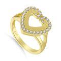 wholesale S925 silver heart-shaped ring electroplated in gold, new style,wedding rings-0-0