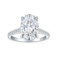 wholesale 925 Sterling Silver Cross-border 55ct Carat Diamond Ring Oval 5A Ice Flower Princess Cut Cubic Zirconia Women's High-end Light Luxury-Platinum US size 9#
