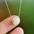 wholesale 18K Gold with certificate Jadeite Pendant Necklace, small and niche luxury style, designed with Hetian jade accessory-0-6