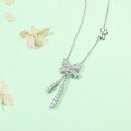 wholesale S925 Silver New Pure Silver Flexible Tassel Bow Necklace for Women, Versatile and Unique Pendant, Small and Exquisite, High-End Feel, Wholesale-0-1