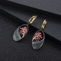 wholesale S925 Sterling Silver Italian Craftsmanship Designer Earrings, Natural Style Tree of Life Enamel Earrings-0-1
