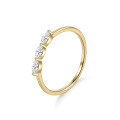 wholesale S925 sterling silver and gold-plated three-stone oval moissanite ring, Golden Dawn series, thin band-0-4