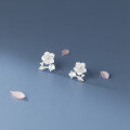 wholesale S925 Sterling Silver Diamond Flower Stud Earrings Women's Japanese Korean Minimalist Forest Style Mini Floral Earrings G3427-0-0