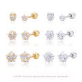 wholesale 925 Sterling Silver Five-point Star Zircon Studs Earrings For Women-0-0
