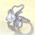 wholesale S925 Silver Bow Ring with 8mm Natural Pearl, Elegant and Versatile for Women, New Collection-0-2