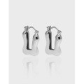 wholesale S925 Sterling Silver Korean Version Ins Small Design Minimalist Versatile Irregular U-Shaped Glossy Textured Earrings for Women-0-0