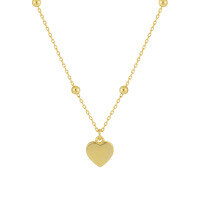 wholesale S925 Sterling Silver 165 Smooth Surface Heart Pendant Necklace for Women, Minimalist Ins Style Bead-Accented Chain Collarbone Chain-18K gold 925 silver