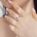 wholesale S925 Sterling Silver European & American New Arrival Women's Ring, Premium Elegant Oval Pink Zircon Design Creative Row of Diamonds Twisted Band-0-3
